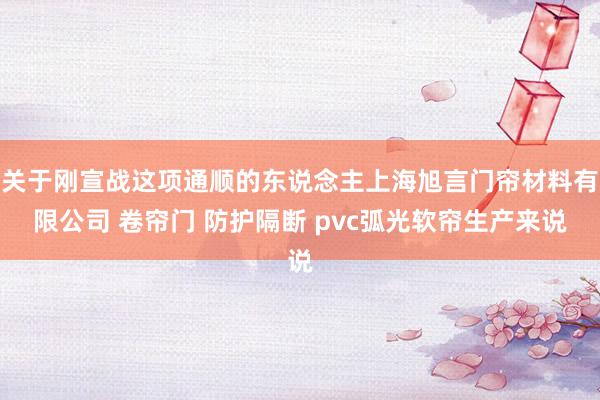 关于刚宣战这项通顺的东说念主上海旭言门帘材料有限公司 卷帘门 防护隔断 pvc弧光软帘生产来说